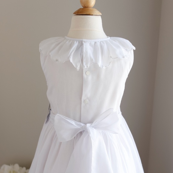 White Smocked Dress size 12 Luli & Me Sleeveless Collar Special Occasion NWT - Picture 7 of 7